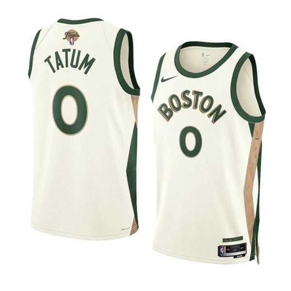 Mens Boston Celtics #0 Jayson Tatum Cream 2024 Finals City Edition Stitched Basketball Jersey Dzhi